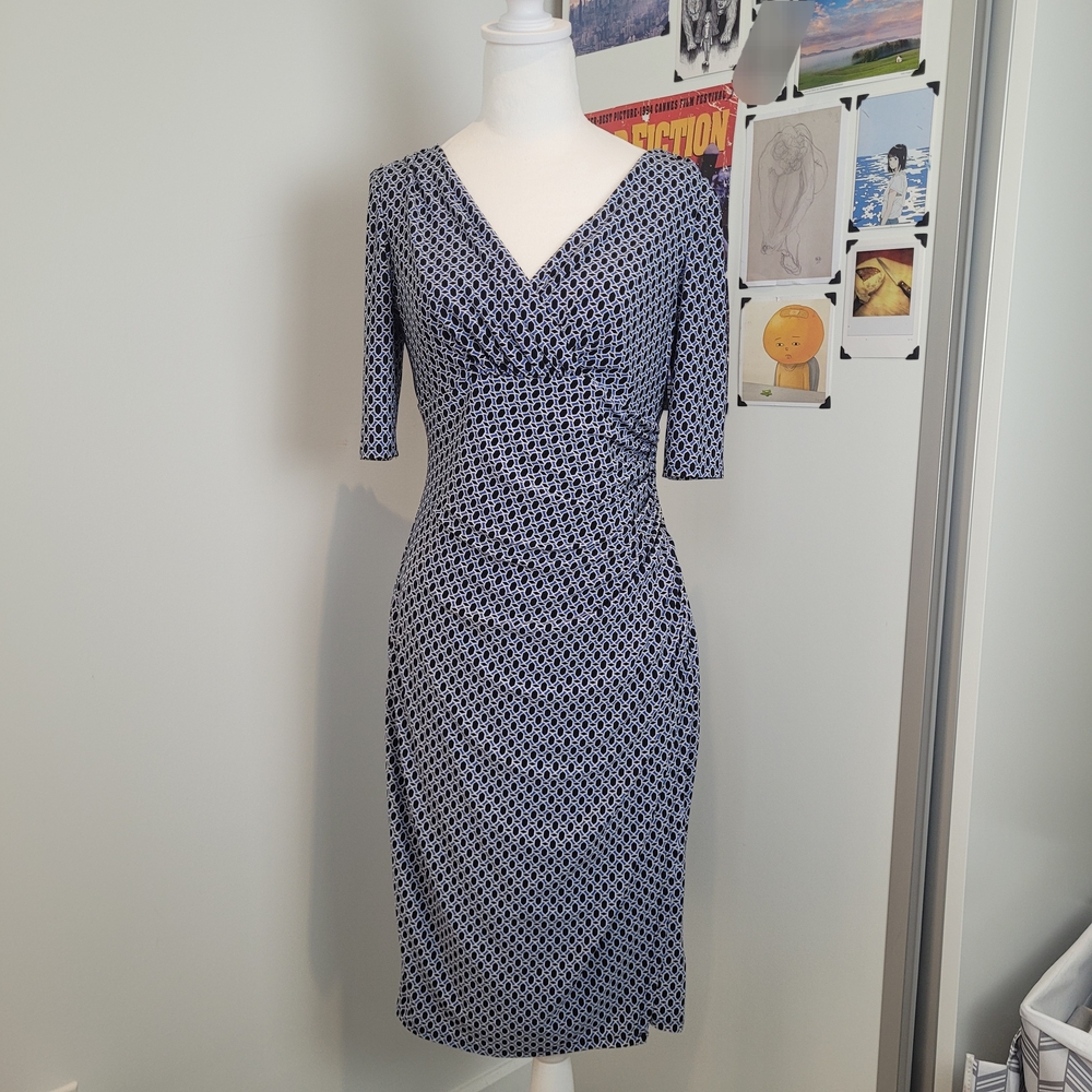 Ralph Lauren Navy Geometric Dress - Size 8
